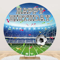 Lofaris Ribbon Football Goal Stadium Round Birthday Backdrop