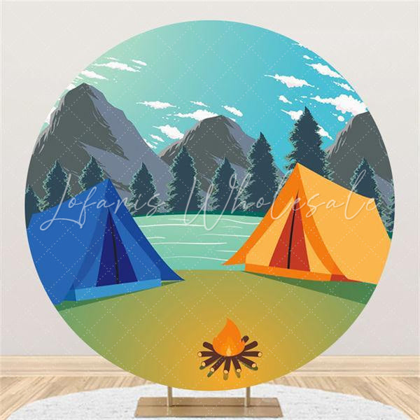 Lofaris Rivers Picnic Circle Happy Birthday Backdrop For Party