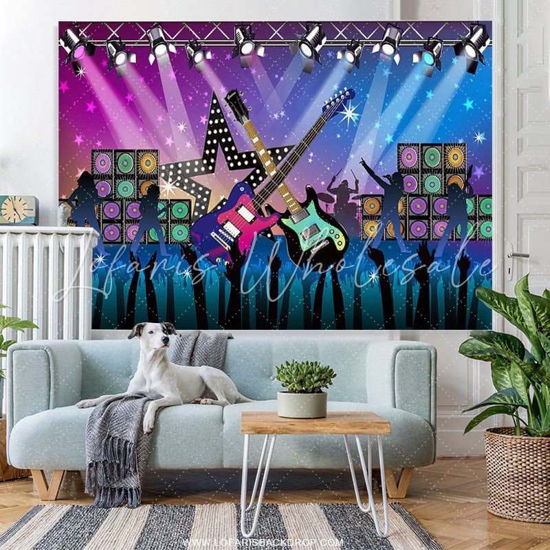 Lofaris Rock Star Vacation Karaoke Birthday Party Backdrop