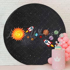 Lofaris Rocket And Universe Round Birthday Backdrop For Boy