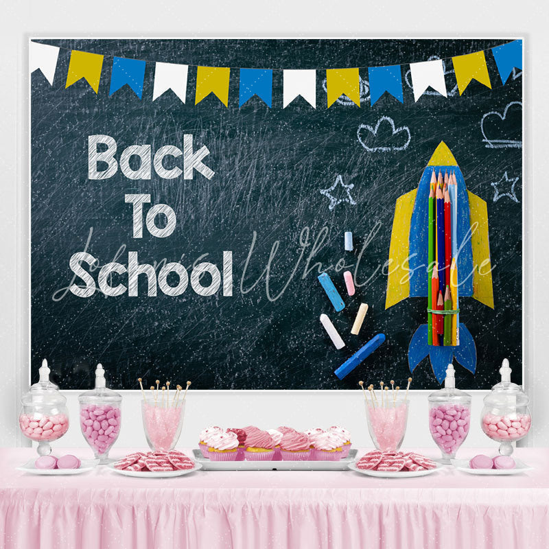 Lofaris Rocket Pencils Chalkboard Back to School Photo Backdrop