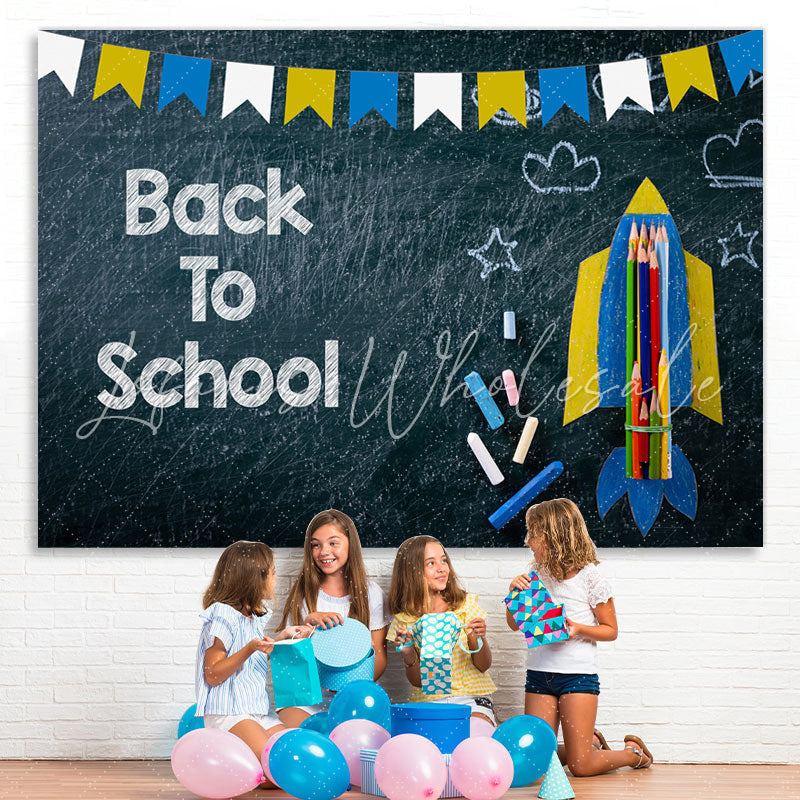 Lofaris Rocket Pencils Chalkboard Back to School Photo Backdrop