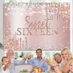 Lofaris Rose Gold Bokeh Diamond Sweet Sixteen Birthday Backdrop