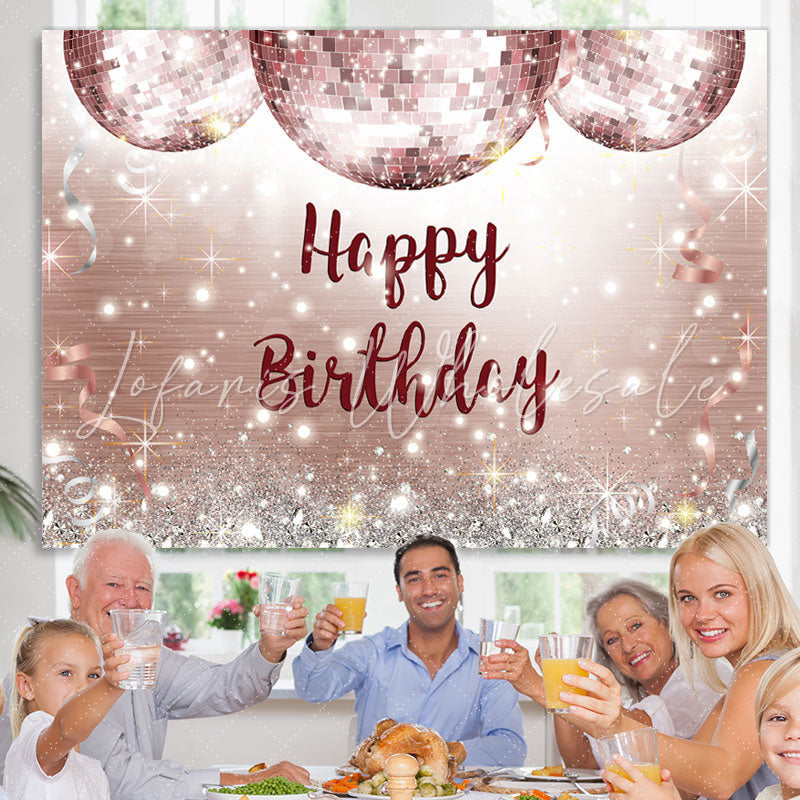 Lofaris Rose Gold Diamond Happy Birthday Backdrop to the Girl