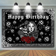 Lofaris Rose Of Death Rock Roll Happy Birthday Backdrop