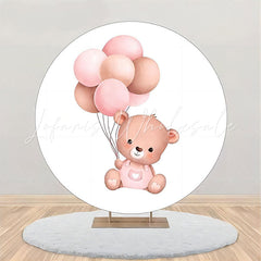 Lofaris Round Balloons White Teddy Bear Baby Shower Backdrop