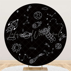 Lofaris Round Black And White Sketch Starry Sky Birthday Backdrop