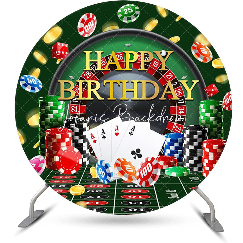 Lofaris Round Currency Gaming Table Casino Birthday Backdrop