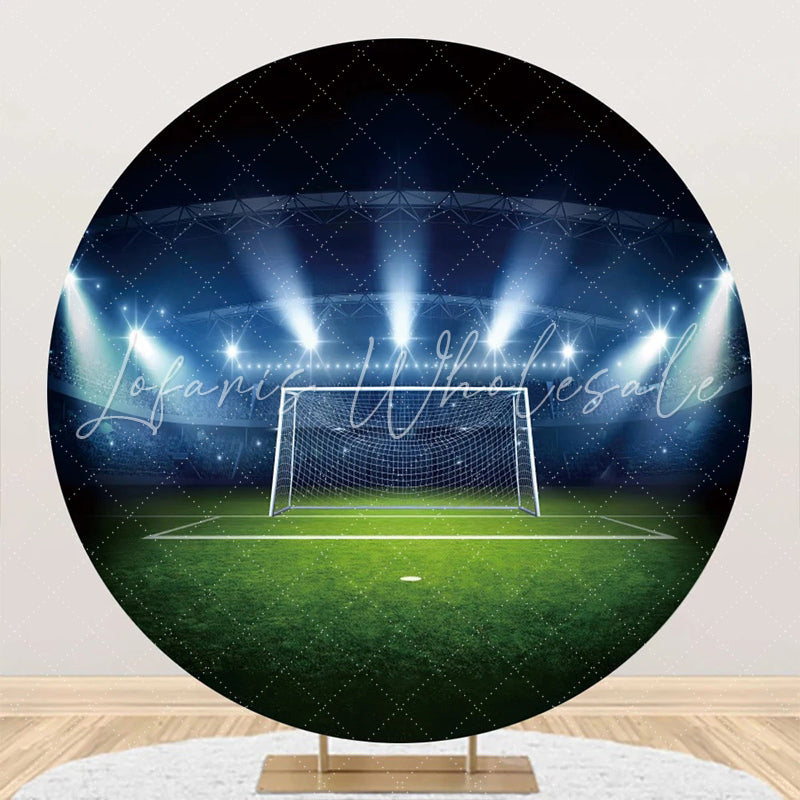 Lofaris Round Football Stadium Light Night Birthday Bakcdrop