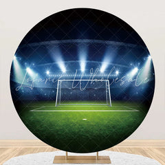 Lofaris Round Football Stadium Light Night Birthday Bakcdrop