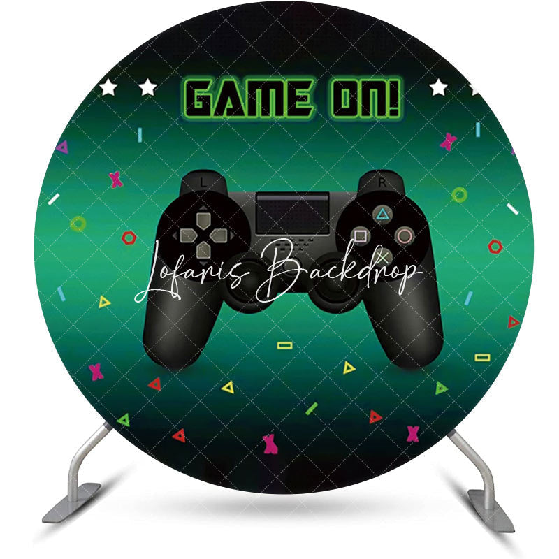 Lofaris Round Game On Gamepad Button Green Party Backdrop