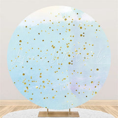 Lofaris Round Gold Glitter And Blue Happy Birthday Backdrop