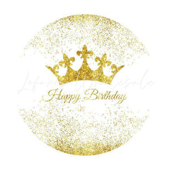 Lofaris Round Gold Glitter Happy Birthday Backdrop For Party