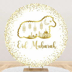 Lofaris Round Gold Glitter Sheep Eid Mubarak Backdrop