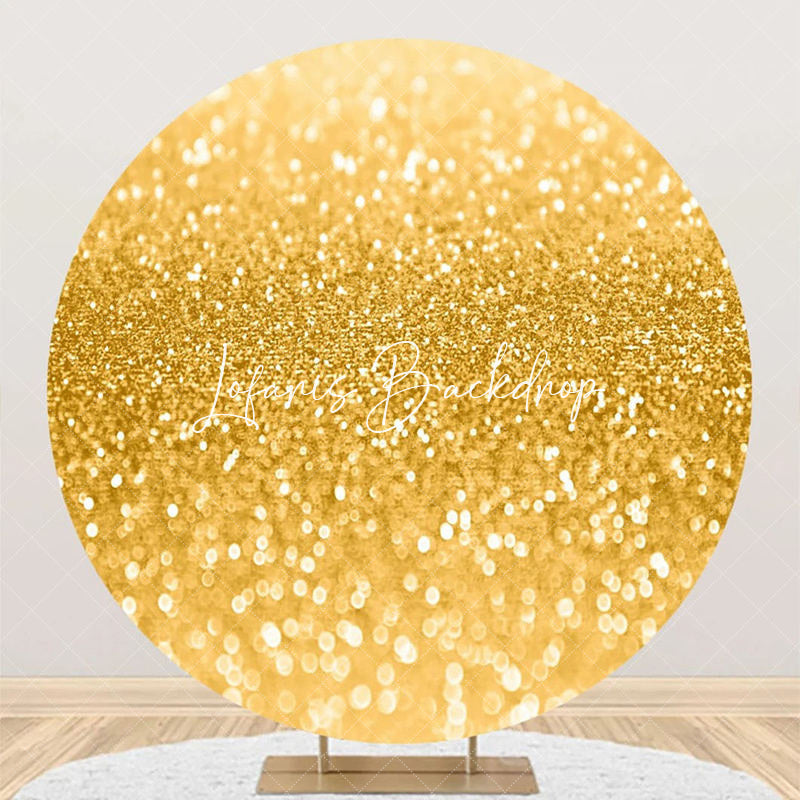 Lofaris Round Gold Sparkling Texture Bokeh Birthday Backdrop
