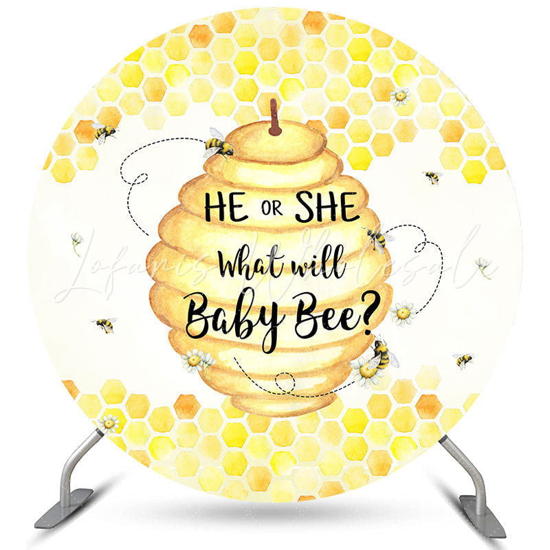 Lofaris Round He Or She What Will Baby Bee Shower Backdrop