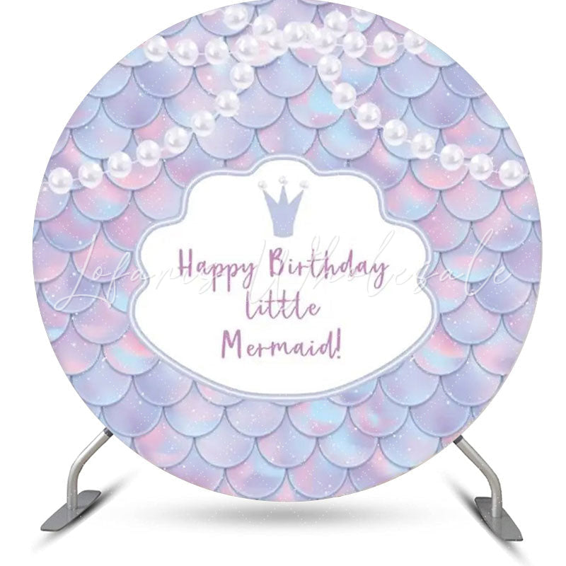 Lofaris Round Little Mermaid Pearl Scales Birthday Backdrop