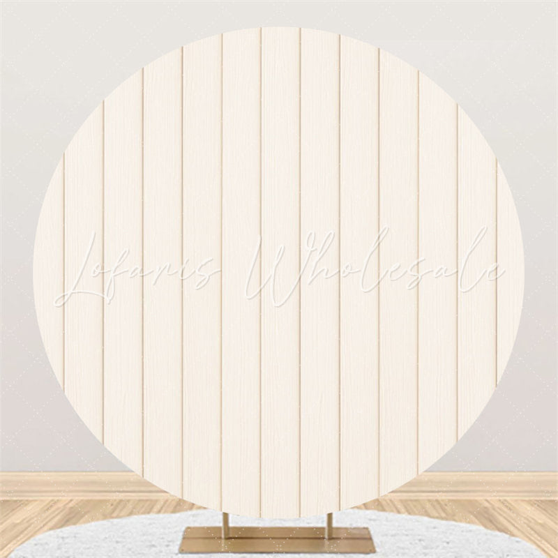 Lofaris Round Simple White Wooden Birthday Party Backdrop