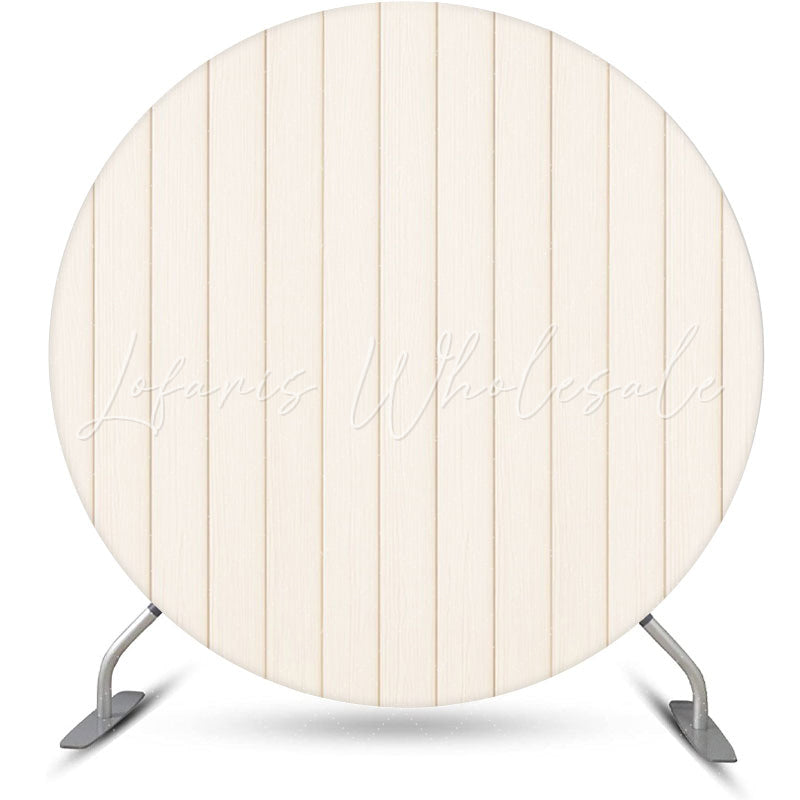 Lofaris Round Simple White Wooden Birthday Party Backdrop