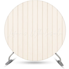 Lofaris Round Simple White Wooden Birthday Party Backdrop