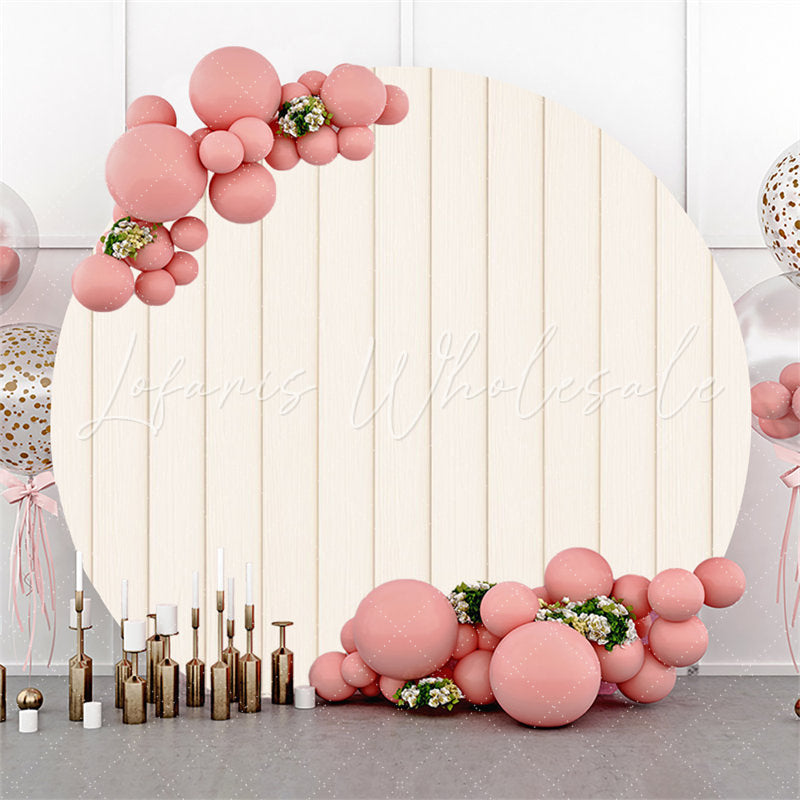 Lofaris Round Simple White Wooden Birthday Party Backdrop