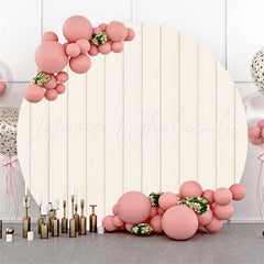 Lofaris Round Simple White Wooden Birthday Party Backdrop