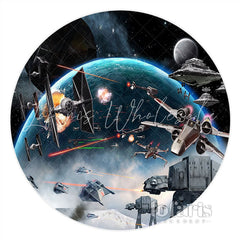 Lofaris Round Star Wars Robot Universe Happy Birthday Backdrop