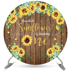 Lofaris Round Sunflower Wooden Happy 1St Birthday Backdrop