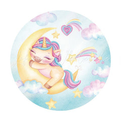 Lofaris Round Unicorn And Moon Baby Shower Backdrop For Party