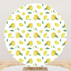 Lofaris Round Yellow Lemon Refreshing Happy Birthday Backdrop