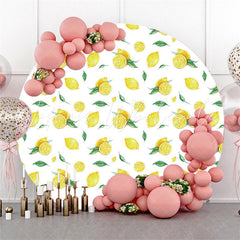 Lofaris Round Yellow Lemon Refreshing Happy Birthday Backdrop