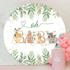 Lofaris Safari Animals Round Baby Shower Backdrop Cover