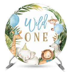 Lofaris Safari Animals Wild One Birthday Round Backdrop