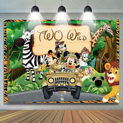 Lofaris Safari Cartoon Animals Theme Happy 2nd Birthday Backdrop