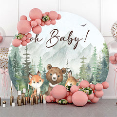 Lofaris Safari Forest Animals Round Baby Shower Backdrop
