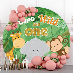 Lofaris Safari Green Forest Happy 1St Birthday Circle Backdrop
