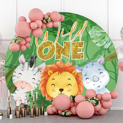 Lofaris Safari Green Jungle Wild One Circle Birthday Backdrop