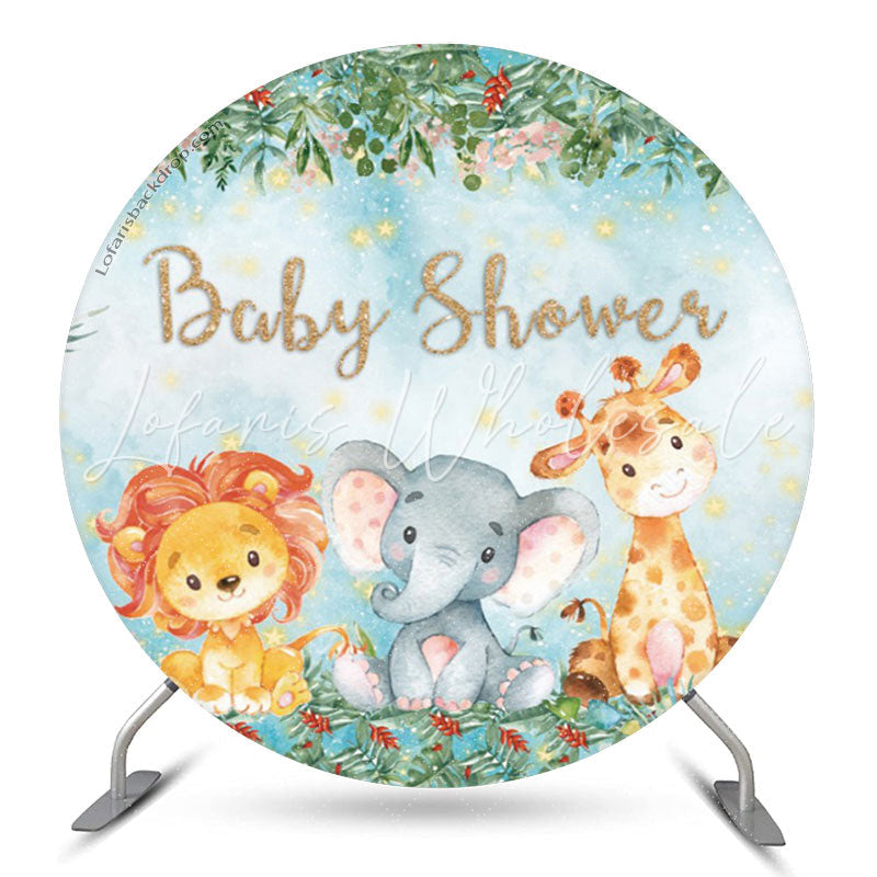 Lofaris Safari Jungle Animals Baby Shower Round Backdrop
