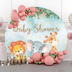 Lofaris Safari Jungle Animals Baby Shower Round Backdrop