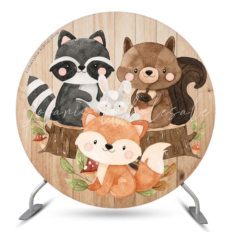 Lofaris Safari Wild Cute Animal Birthday Round Backdrop