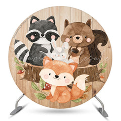 Lofaris Safari Wild Cute Animal Birthday Round Backdrop