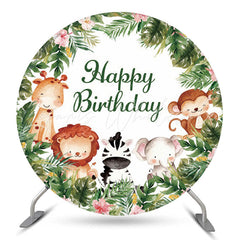 Lofaris Safari Wild Jungle Circle Birthday Backdrop For Boys