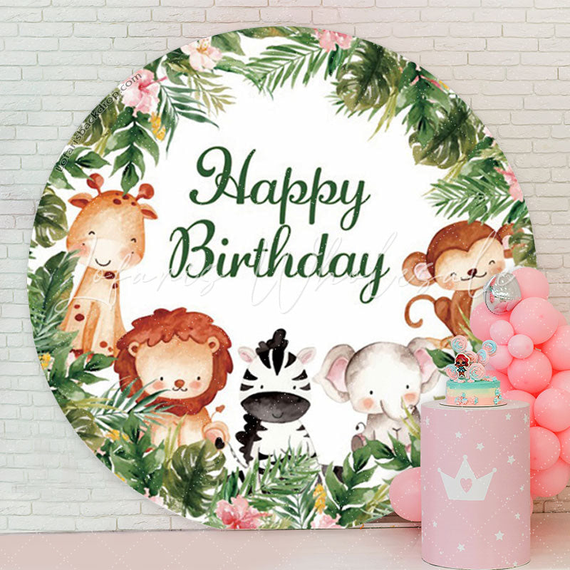 Lofaris Safari Wild Jungle Circle Birthday Backdrop For Boys