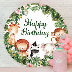 Lofaris Safari Wild Jungle Circle Birthday Backdrop For Boys