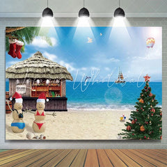 Lofaris Sandy Snowman Tree Seaside Xmas In July Backdrop