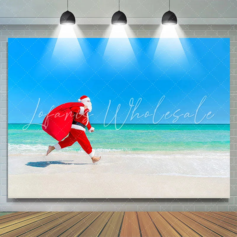 Lofaris Santa Beach Xmas In July Backdrop For Home Decor