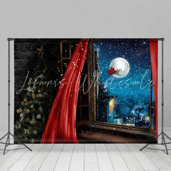 Lofaris Santa Claus With Moon Night Merry Christmas Backdrop