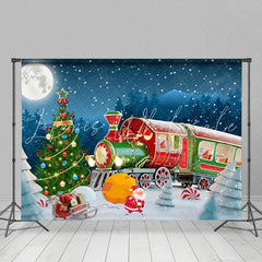 Lofaris Santa Claus With Snowy Night Moon Holiday Backdrop
