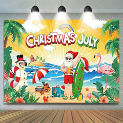 Lofaris Santa Snowman Hawaiian Summer Christmas Backdrop