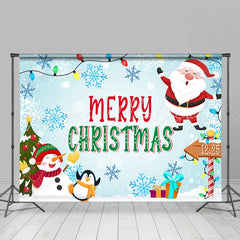 Lofaris Santa Snowman Penguin Merry Christmas Backdrop